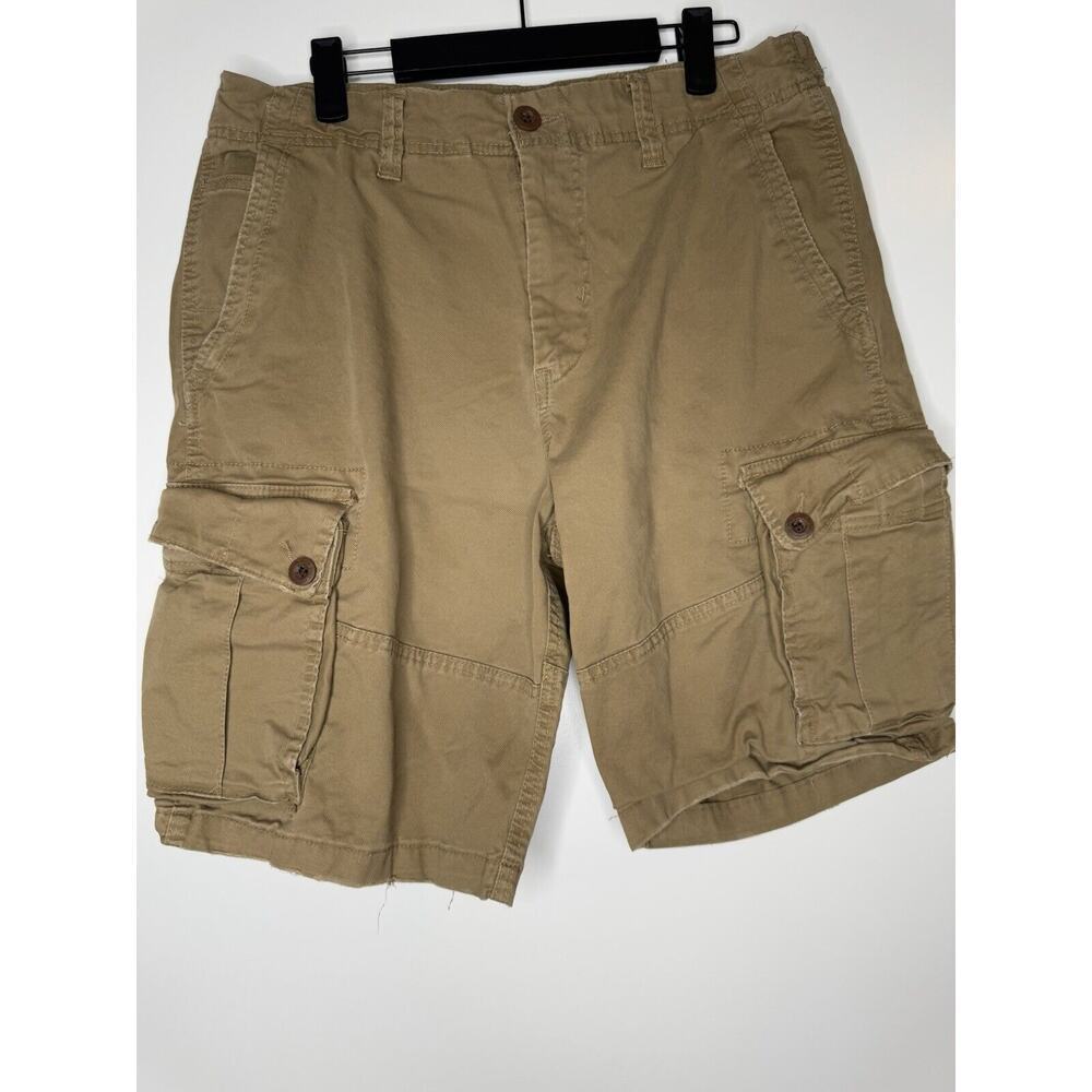 American Eagle Shorts Mens Size 33 Beige Cotton Cargo Flat Front Khaki 10” - Picture 2 of 9